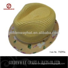 khaki brim fedora hat unisex plain straw hats under brim printing hats